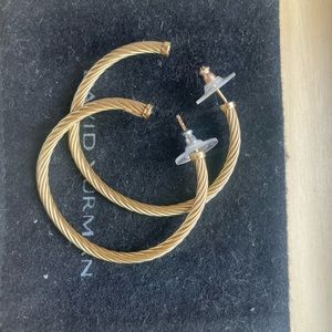 David Yurman gold cable hoops - 1”
